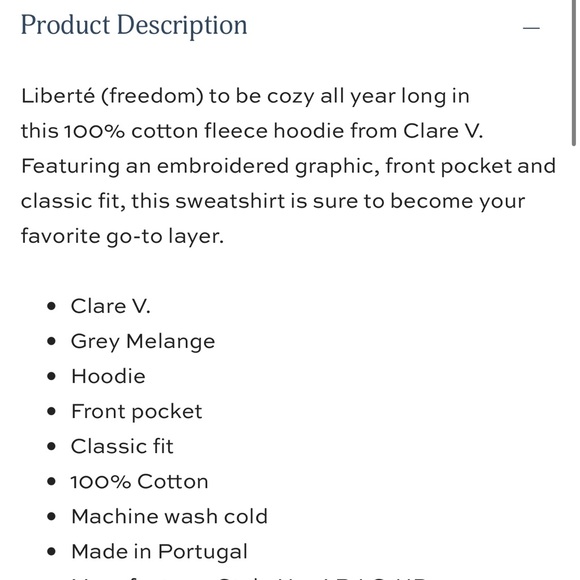 Clare V Liberte Hoodie In Grey Melange - Picture 2 of 5